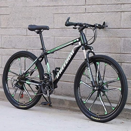 DJP Bike DJP Mountain Bike, Furniture -24-30 Speed All-Field Bikes with Disc Brakes, 24 26Inch Adult Mountain Bike, High Carbon Steel Shock-Absorbing Folding Mountain Bike Black / Red 26", 21 Speed, Black / Green