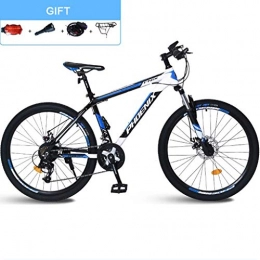 Dsrgwe Mountain Bike Dsrgwe 26inch Mountain Bike / Bicycles, Carbon Steel Frame, Front Suspension and Dual Disc Brake, 26inch Wheels, 24 Speed (Color : Black+Blue)