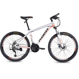 Dsrgwe Bike Dsrgwe Mountain Bike / Bicycles, Aluminium Alloy Frame, Front Suspension and Dual Disc Brake, 26inch Wheels, 27 Speed (Color : White+Orange)