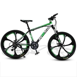 Dsrgwe Mountain Bike Dsrgwe Mountain Bike / Bicycles, Carbon Steel Frame, Front Suspension and Dual Disc Brake, 26inch Mag Wheels (Color : Black+Green, Size : 24 Speed)
