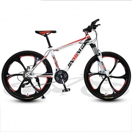 Dsrgwe Bike Dsrgwe Mountain Bike / Bicycles, Carbon Steel Frame, Front Suspension and Dual Disc Brake, 26inch Mag Wheels (Color : White+Red, Size : 27 Speed)