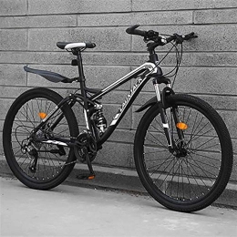 WSZGR Bike Dual Disc Brake Full Suspension Mountain Bicycle, Mountain Bike Bicycle, High Carbon Steel Men Women Off-road Mountain Bikes Black 26", 24-speed