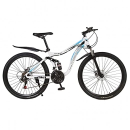 FGKLU Bike Dual Disc Brake MTB Mountain Bike, Carbon Steel Frame City Outdoor Bikes, 26 inch 21 Speed Mountain Bicycle for Men and Women, 30-Knife Spoke Wheels