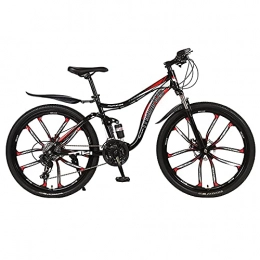 FGKLU Bike Dual Disc Brake Outdoor MTB Mountain Bike, 26 inch 10 Knife Wheels 21 Speed Mountain Bicycle for Men and Women, Carbon Steel Frame City Bikes