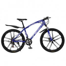 WSZGR Mountain Bike Dual Disc Brake Shock Absorption Front Suspension, Mountain Bike Bicycle, Men's And Women's Shift Mountain Bikes Blue 10 Spoke 26", 24-speed