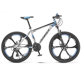 DXIUMZHP Mountain Bike Dual Suspension Full Suspension Mountain Bike, 30-speed Adjustable Mountain Bike, Outdoor Light Road Bike, 24 / 26 Inch Wheels, Shock-absorbing MTB, 6 Knife Wheels ( Color : White , Size : 24 inches )