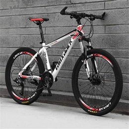 WJSW Mountain Bike Dual Suspension Mountain Bikes, 26 Inch High-carbon Steel City Off Road Bicycle (Color : White Red, Size : 24 speed)