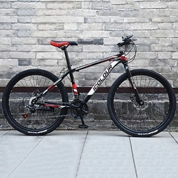 DULPLAY Mountain Bike DULPLAY High-carbon Steel Hardtail Mountain Bike, Mountain Bicycle With Adjustable Memory Foam Seat, Men's Mountain Bikes Black And Red 26", 21-speed