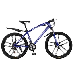 DULPLAY Bike DULPLAY Mountain Bike Bicycle, Men's And Women's Shift Mountain Bikes, Dual Disc Brake Shock Absorption Front Suspension Blue 10 Spoke 26", 21-speed