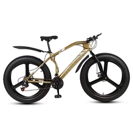 DULPLAY Mountain Bike DULPLAY Mountain Bikes, 26 Inch Fat Tire Hardtail Mountain Bike, Dual Suspension Frame And Suspension Fork All Terrain Mountain Bicycle Gold 3 Spoke 26", 21-speed
