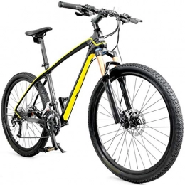 DXIUMZHP Bike DXIUMZHP Dual Suspension Carbon Fiber Mountain Bike Bicycle, Off-road Variable Speed Racing, Pneumatic Pressure Damping, 26 Inches, Oil Disc Brake, Unisex (Color : Yellow, Size : 26 inches)