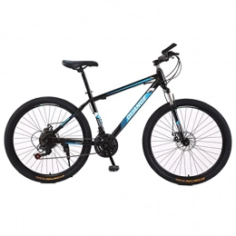 EASSEN Mountain Bike EASSEN Adult Mountain Bike, 21 Speed Full Suspension Off-Road Bike, High Carbon Steel Frame W / Dual Mechanical Disc Brakes Outdoor Bicycles for Cycling Enthusiast MTB black blue- 27.5