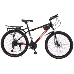EASSEN Mountain Bike EASSEN Adult Mountain Bike High Carbon Steel Frame, 24" / 26" / 27.5" 30 Speed Full Suspension Bicycle With Dual Mechanical Disc Brakes Outdoor Bicycles for Cycling Enthusiast black red- 27.5