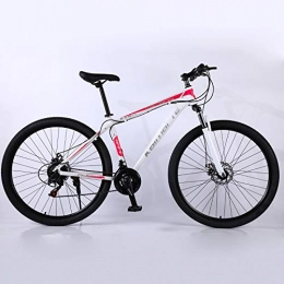 Alapaste Mountain Bike Ergonomic Design Comfortable Adjustable Saddle Bike, Not-slip Comfortable Handlebar Bike, 34.1 Inch 27 Speed Front Suspension Mountain Bike-White red 34.1 inch.27 speed