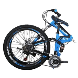EUROBIKE Mountain Bike Eurobike Mens mountain Bike, G4 21 Speed Mountain Bike, 26 Inches Wheel, Dual Suspension Bike(Spoke-Blue)
