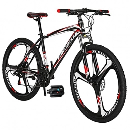 EUROBIKE Mountain Bike Eurobike X1 Mountain Bike 21 Speed 27.5 Inch K Wheels Dual Disc Brake Mountain Bicycle Black Red