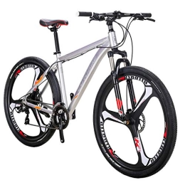 EUROBIKE Bike Eurobike X9 Mountain Bike, 29 Inches Large Adult Mens Aluminum Mountain Bike, 21 Speed Mountain Bicycle for Women， Silver