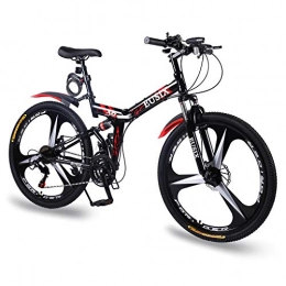 EUSIX Mountain Bike EUSIX X6 Mountain Bike, Portable 21 Speed Mountain Bicycle, 26 Inches Titanium Alloys Wheels, High-carbon Steel Frame with Dual Disc Brake Folding Bikes