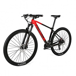 EWYI Mountain Bike EWYI 27.5 / 29 Inch Mountain Bike, Carbon Fiber MTB, Shock Absorption Outdoor Riding Variable Speed Cross-country Student Bicycle, Aluminum Alloy Mountain Non-slip Pedals Black Red-27.5