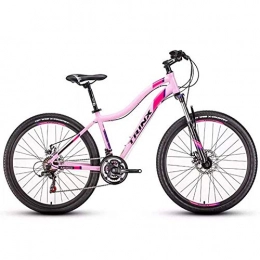 FANG Bike FANG Womens Mountain Bikes, 21-Speed Dual Disc Brake Mountain Trail Bike, Front Suspension Hardtail Mountain Bike, Adult Bicycle, 26 Inches Pink