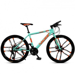 FENGFENGGUO Mountain Bike Bicycle 26 Inch 21/24/27/30 Speed Dual Disc Brake Integrated Wheel Off-Road Variable Speed Adult Bicycle Adjustable Seat,Green,21 speed