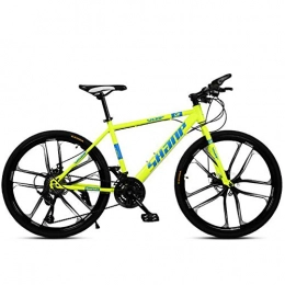 FENGFENGGUO  FENGFENGGUO Mountain Bike Bicycle 26 Inch 21 / 24 / 27 / 30 Speed Dual Disc Brake Integrated Wheel Off-Road Variable Speed Bicycle Adjustable Seat, Yellow, 27 speed