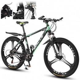 Fiunkes 26 Inch 27-Speed Mountain Bike Male and Female Students Shift Double Shock Absorber Adult Commuter Foldable Bike Dual Disc Brakes,black green