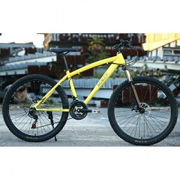 FJW  FJW Unisex Suspension Mountain Bike 24 Inch Double Disc Brake High-carbon Steel 21 speed 24 speed 27 speed Shimano Transmission Student Commuter City Hardtail Bike, Yellow, 27speed