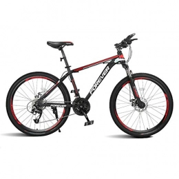 Hxx Mountain Bike Folding Mountain Bike, 24" Double Disc Brake High Carbon Steel Frame Cross Country Bicycle 24 Speed Unisex Shock Absorber Bicycle Slip Wear Tire, Red