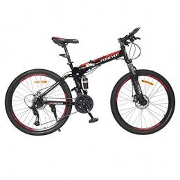 WZB Mountain Bike Folding Mountain Bike, Shimano 24 Speed Gear Citybike Commuter Bike, 26" 3-Spoke Wheels Dual Suspension Bicycles, 2, 24Speed
