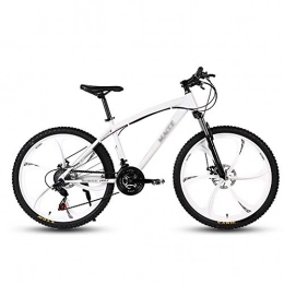 FSXJD Lightweight Bicycle Dual Disc Brake Mountain Bike For Men Women High Carbon Steel Beach Snowmobile Mountain Bikes-24 White