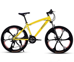 FXMJ Bike FXMJ Adult 24 Inch Mountain Bike, Beach Snowmobile Bicycle, Double Disc Brake Bicycles, Aluminum Alloy Wheels, Man Woman General Purpose, Yellow, 24 Speed