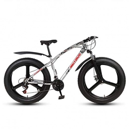 FXMJ Bike FXMJ Fat Tire Mens Mountain Bike, Double Disc Brake / Cruiser Bikes, Beach Snowmobile Bicycle, 26 inch Aluminum Alloy Wheels, 27 Speed 3 Spoke, Silver