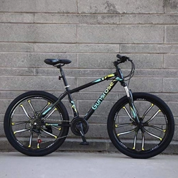G.Z Bike G.Z Mountain Bikes, Carbon Steel Mountain Bikes with Dual Disc Brakes, 21-27 Speed Options, 24-26 Inch Wheel Bikes, Adult Bikes, Black And Green, C, 26 inch 24 speed
