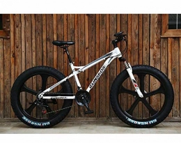 GASLIKE Mountain Bike GASLIKE Fat tire Bike Mountain Bikes bicycle for Men And Women, Hardtail High Carbon Steel Frame, Shock-absorbing front fork, Double disc brake, 7 speed, A, 26 inch