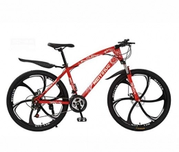 GASLIKE Bike GASLIKE Hardtail Mountain Bike, High-Carbon Steel Frame And Suspension Fork, Double Disc Brake, PVC Pedals, Red, 26 inch 24 speed