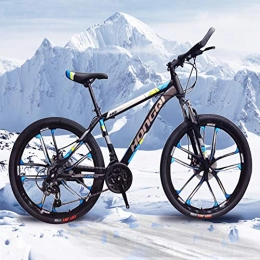 General Packaging Bike General Packaging 26-inch 21-Speed Men's Mountain Bike, High-Carbon Steel Hard-Tail Mountain Bike, Mountain Bike With Full Suspension Adjustable Seat (Blue)