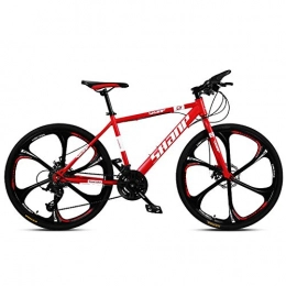 Giow Bike Giow 26 Inch Mountain Bikes, Men's Dual Disc Brake Hardtail Mountain Bike, Bicycle Adjustable Seat, High-carbon Steel Frame, 21 Speed, Red 6 Spoke