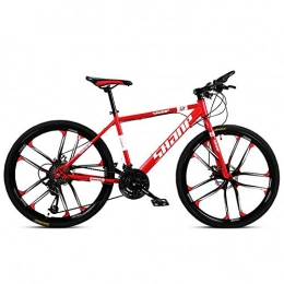 Giow Bike Giow 26 Inch Mountain Bikes, Men's Dual Disc Brake Hardtail Mountain Bike, Bicycle Adjustable Seat, High-carbon Steel Frame, 27 Speed, Red 10 Spoke