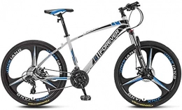 giyiohok Bike giyiohok Mountain Bikes 24 Inches 3-Spoke Wheels Off-Road Road Bicycles High-Carbon Steel Frame Shock-Absorbing Front Fork Double Disc Brake-White Blue_21 speed
