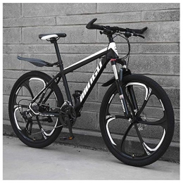 GJZM Bike GJZM 24 Inch Mountain Bikes, Mens Women Carbon Steel Bicycle, 30-Speed Drivetrain All Terrain Mountain Bike with Dual Disc Brake, 21Vitesses, Black Red 6 Spoke