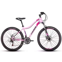 GJZM Mountain Bike GJZM Womens Mountain Bikes, 21-Speed Dual Disc Brake Mountain Trail Bike, Front Suspension Hardtail Mountain Bike, Adult Bicycle, 26 Inches Pink
