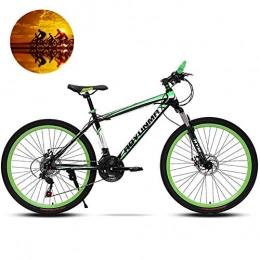 GOLDGOD Bike GOLDGOD Carbon Steel Mountain Bike, 21 Speed Front Suspension MTB Bike Dual Disc Brake Bicycle with Adjustable Seat Suitable for Long-Distance Riding, Black Green, 24inch