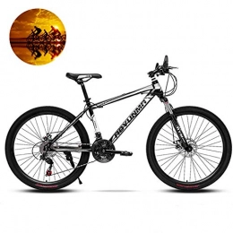 GOLDGOD Mountain Bike GOLDGOD Carbon Steel Mountain Bike, 21 Speed Front Suspension MTB Bike Dual Disc Brake Bicycle with Adjustable Seat Suitable for Long-Distance Riding, Black White, 24inch