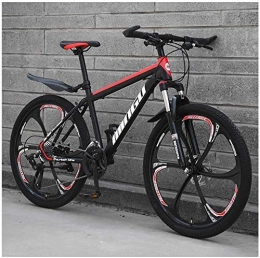 GQQ Bike GQQ 26 inch Mountain Bike Disc Brakes Hardtail MTB, Variable Speed Bicycle Hybrid Bike Men Bike Girls Bike, Full Suspension Mountain Bike, 27 Speed, Black Red 6 Spoke, 27 Speed, Black Red 6 Spoke