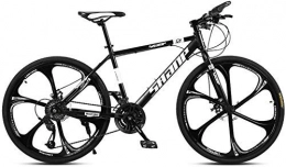 GQQ Bike GQQ 26 inch Mountain Bike, High-Carbon Steel Frame Mountain Trail Bike, Adult Hardtail Variable Speed Bicycle with Hydraulic Disc, Black, 30Speed / 24 inch, Black
