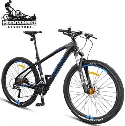 GQQ Bike GQQ Men's Mountain Bike 27.5 inch Wide Tires, Variable Speed Bicycle Hardtail MTB with Front Suspension, Disc Brakes Two Bicycles, Frames Made of Carbon Fiber, Black Gold, 30 Speed, Black Blue