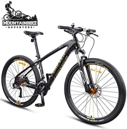 GQQ Bike GQQ Men's Mountain Bike 27.5 inch Wide Tires, Variable Speed Bicycle Hardtail MTB with Front Suspension, Disc Brakes Two Bicycles, Frames Made of Carbon Fiber, Black Gold, 30 Speed, Black Gold