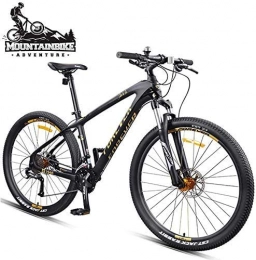 GQQ Bike GQQ Men's Mountain Bike 27.5 inch Wide Tires, Variable Speed Bicycle Hardtail MTB with Front Suspension, Disc Brakes Two Bicycles, Frames Made of Carbon Fiber, Black Gold, 30 Speed, Black Gold, 30 Speed