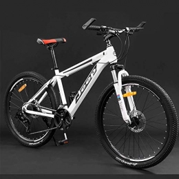 GQQ Mountain Bike GQQ Mountain Bike, 24 / 27 / 30 Speed Mountain Bikes Lightweight High Carbon Steel 26 inch Bicycles Double Disc Brake Suspension Fork Road Bikes, White, 24 Speed